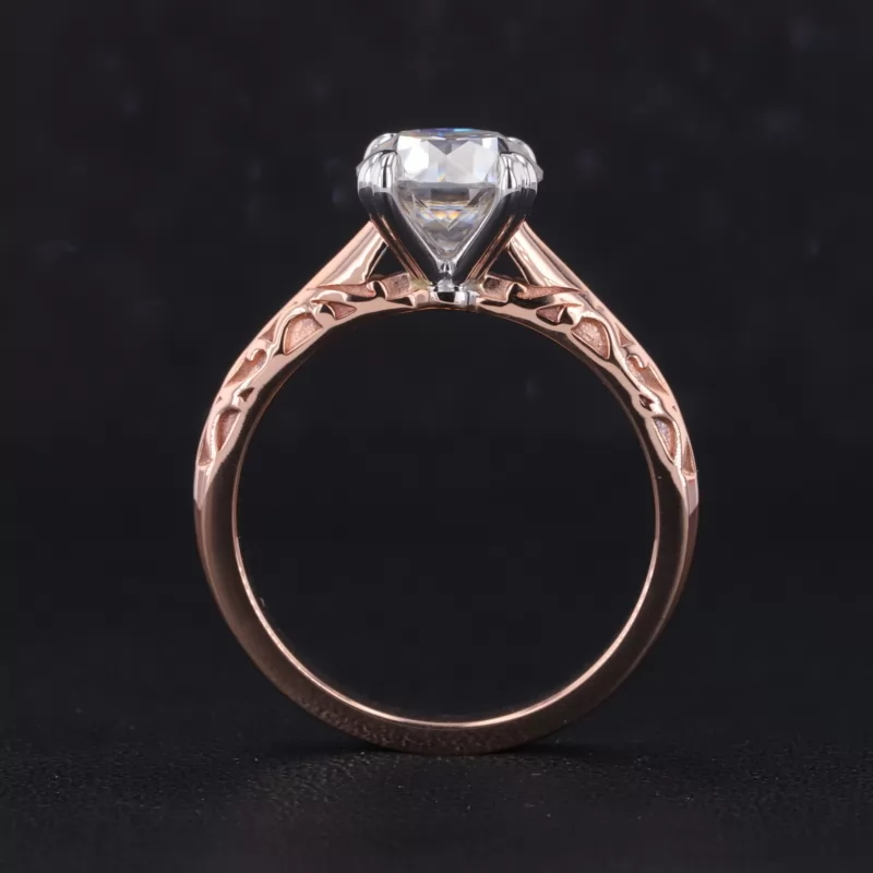 8mm Round Brilliant Cut Moissanite 14K Rose Gold Solitaire Engagement Ring