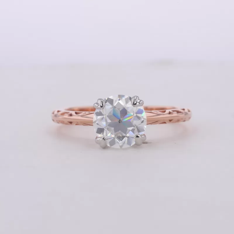 8mm Round Brilliant Cut Moissanite 14K Rose Gold Solitaire Engagement Ring