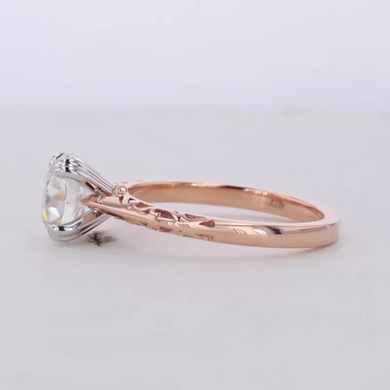 8mm Round Brilliant Cut Moissanite 14K Rose Gold Solitaire Engagement Ring