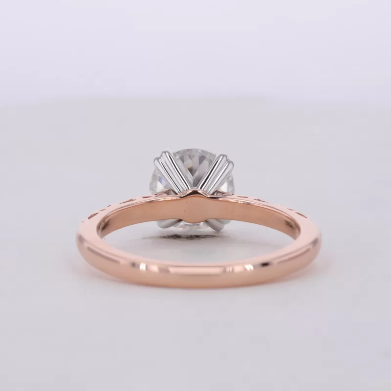 8mm Round Brilliant Cut Moissanite 14K Rose Gold Solitaire Engagement Ring