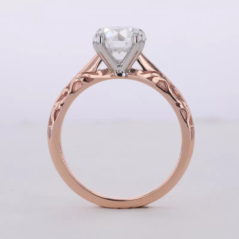 8mm Round Brilliant Cut Moissanite 14K Rose Gold Solitaire Engagement Ring