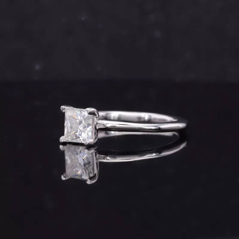 5.5×5.5mm Princess Cut Moissanite 14K White Gold Solitaire Engagement Ring