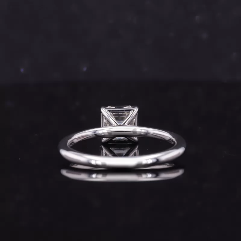 6×6mm Asscher Cut Lab Grown Diamond 14K White Gold Solitaire Engagement Ring