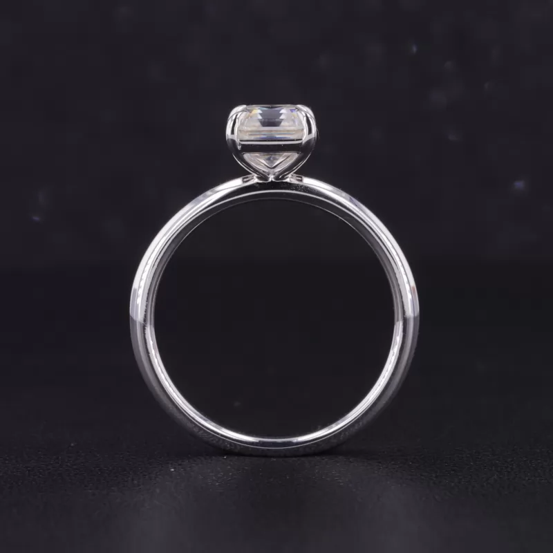 6×6mm Asscher Cut Lab Grown Diamond 14K White Gold Solitaire Engagement Ring