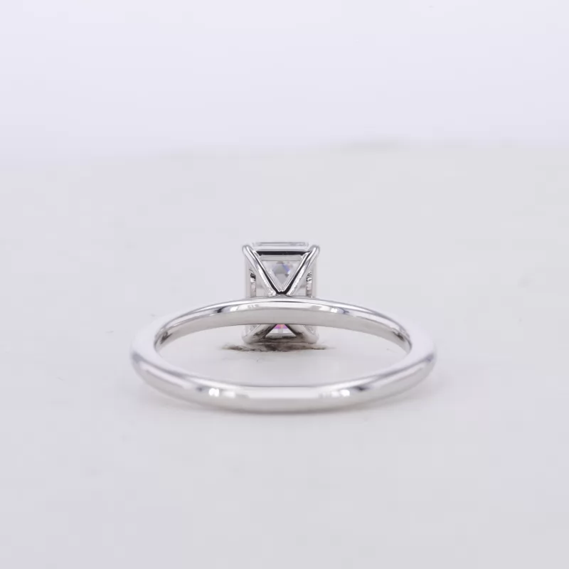 5×7mm Octagon Emerald Cut Moissanite 14K White Gold Solitaire Engagement Ring