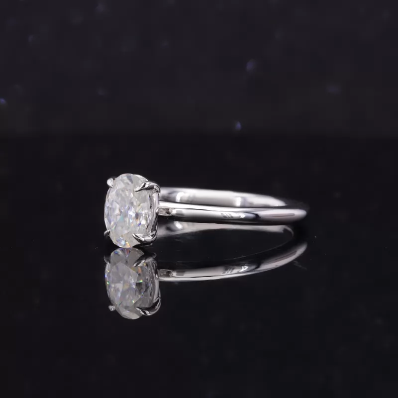 5×7mm Oval Cut Moissanite 14K White Gold Solitaire Engagement Ring