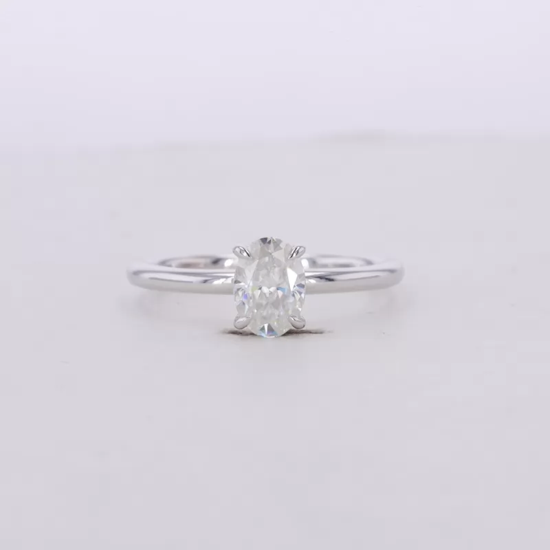 5×7mm Oval Cut Moissanite 14K White Gold Solitaire Engagement Ring