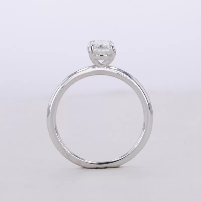 5×7mm Oval Cut Moissanite 14K White Gold Solitaire Engagement Ring