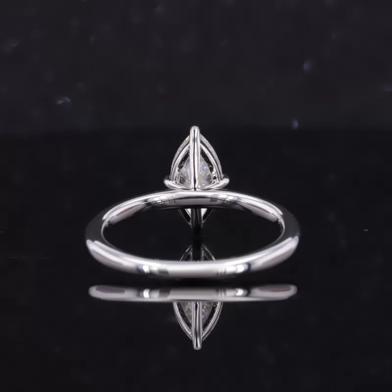 5×10mm Marquise Cut Moissanite 14K White Gold Solitaire Engagement Ring