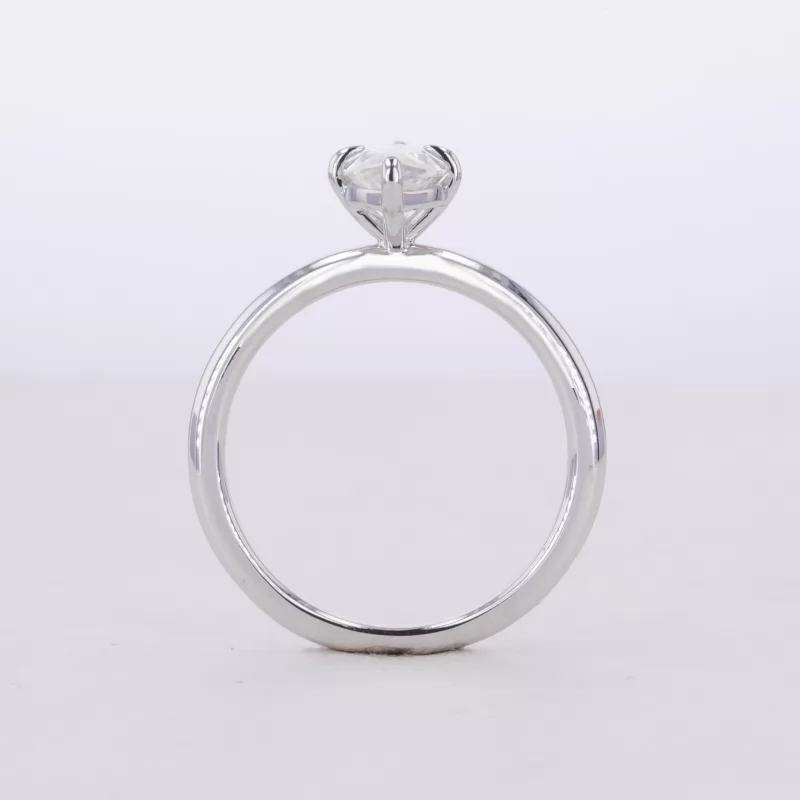 5×10mm Marquise Cut Moissanite 14K White Gold Solitaire Engagement Ring