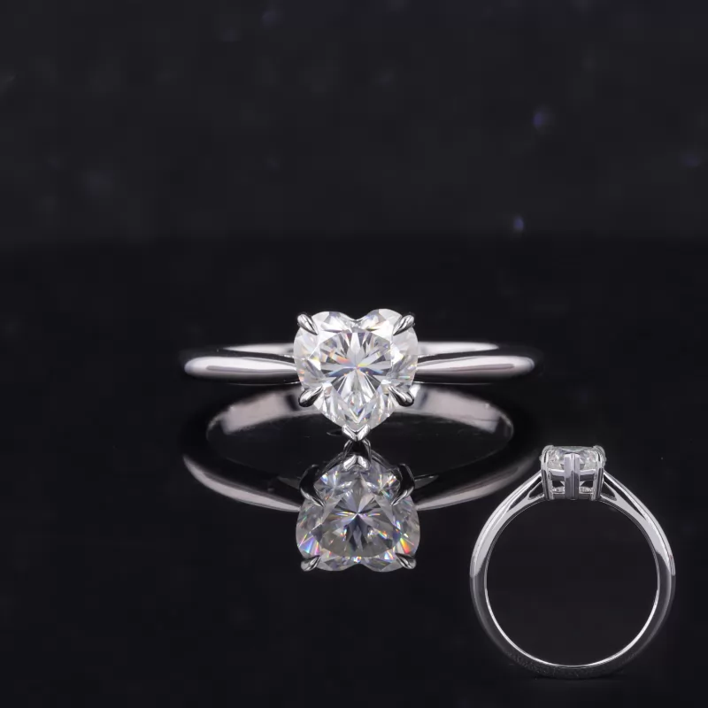 6.5×6.5mm Heart Cut Lab Grown Diamond 14K White Gold Solitaire Engagement Ring