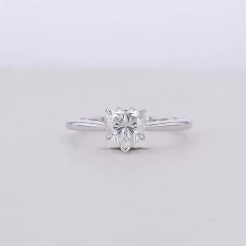 6.5×6.5mm Heart Cut Lab Grown Diamond 14K White Gold Solitaire Engagement Ring