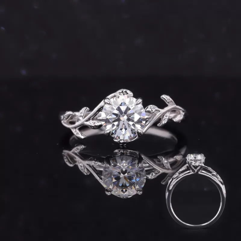 6.73mm Round Brilliant Cut CVD Lab Grown Diamond 18K White Gold Solitaire Engagement Ring