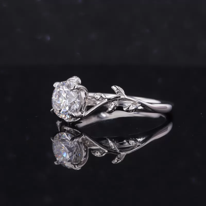 6.73mm Round Brilliant Cut CVD Lab Grown Diamond 18K White Gold Solitaire Engagement Ring