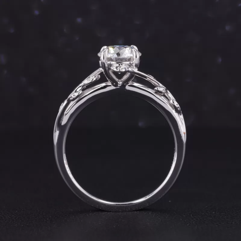 6.73mm Round Brilliant Cut CVD Lab Grown Diamond 18K White Gold Solitaire Engagement Ring