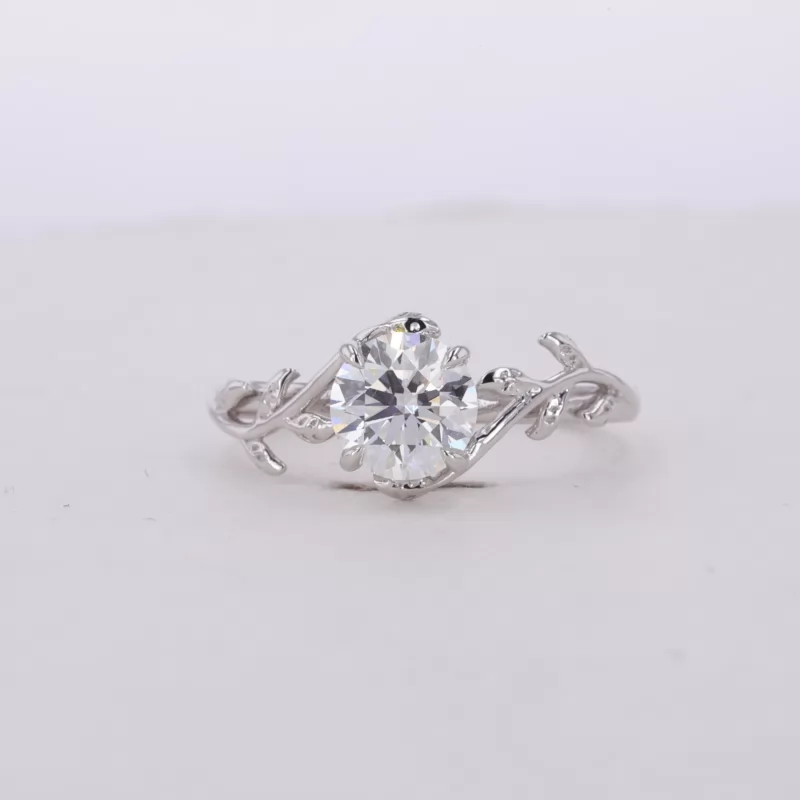 6.73mm Round Brilliant Cut CVD Lab Grown Diamond 18K White Gold Solitaire Engagement Ring