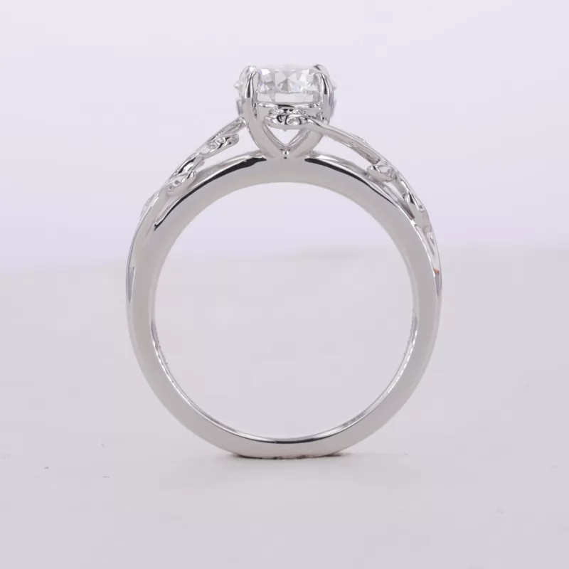 6.73mm Round Brilliant Cut CVD Lab Grown Diamond 18K White Gold Solitaire Engagement Ring