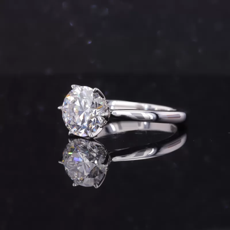 8.25mm Round Brilliant Cut CVD Lab Grown Diamond 18K White Gold Solitaire Engagement Ring