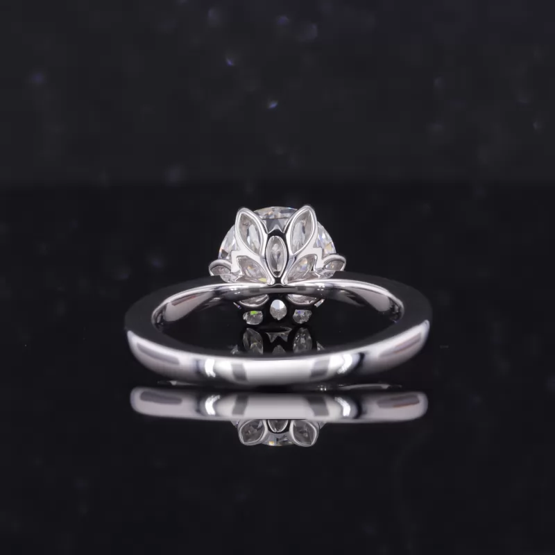 8.25mm Round Brilliant Cut CVD Lab Grown Diamond 18K White Gold Solitaire Engagement Ring