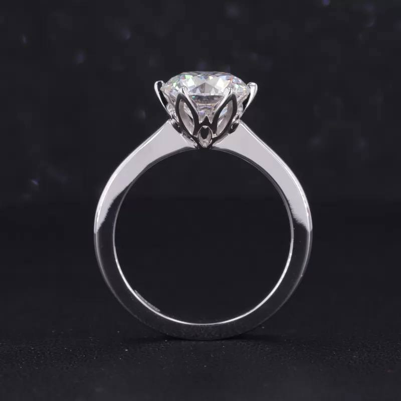 8.25mm Round Brilliant Cut CVD Lab Grown Diamond 18K White Gold Solitaire Engagement Ring