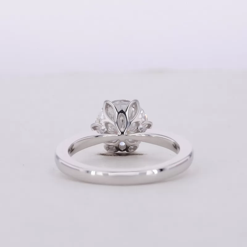 8.25mm Round Brilliant Cut CVD Lab Grown Diamond 18K White Gold Solitaire Engagement Ring