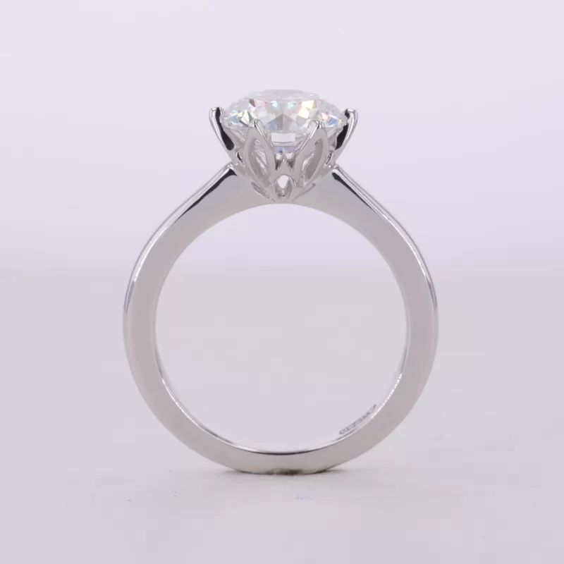 8.25mm Round Brilliant Cut CVD Lab Grown Diamond 18K White Gold Solitaire Engagement Ring