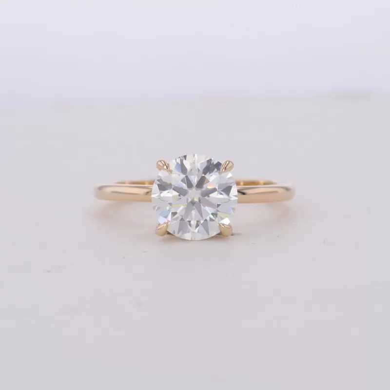 8mm Round Brilliant Cut Moissanite 14K Yellow Gold Solitaire Engagement Ring