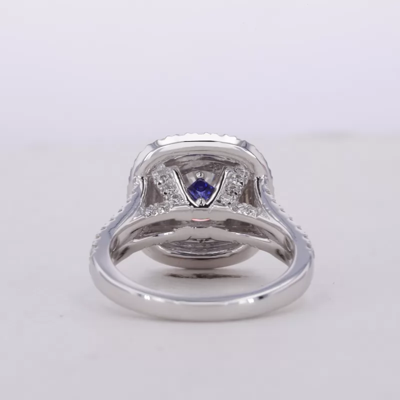 8mm Round Brilliant Cut Moissanite 14K White Gold Halo Engagement Ring