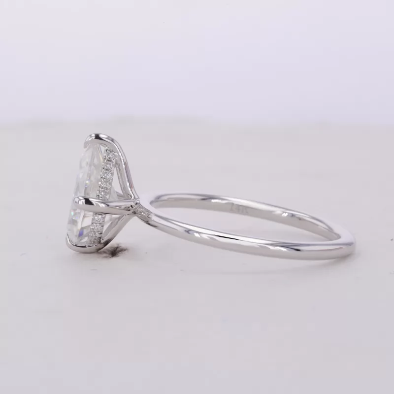 7×10mm Pear Cut Moissanite 14K White Gold Solitaire Engagement Ring