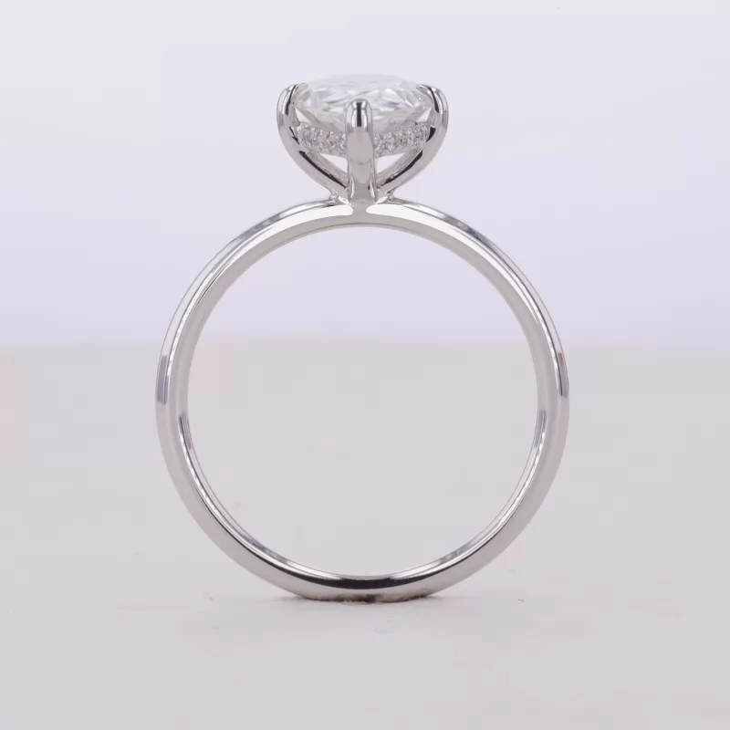 7×10mm Pear Cut Moissanite 14K White Gold Solitaire Engagement Ring