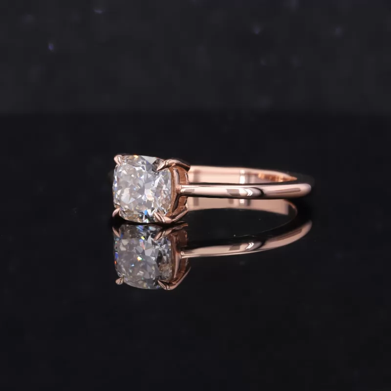 6.3×6.3mm Cushion Cut Lab Grown Diamond 14K Rose Gold Solitaire Engagement Ring