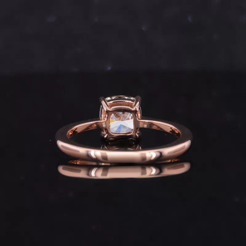 6.3×6.3mm Cushion Cut Lab Grown Diamond 14K Rose Gold Solitaire Engagement Ring