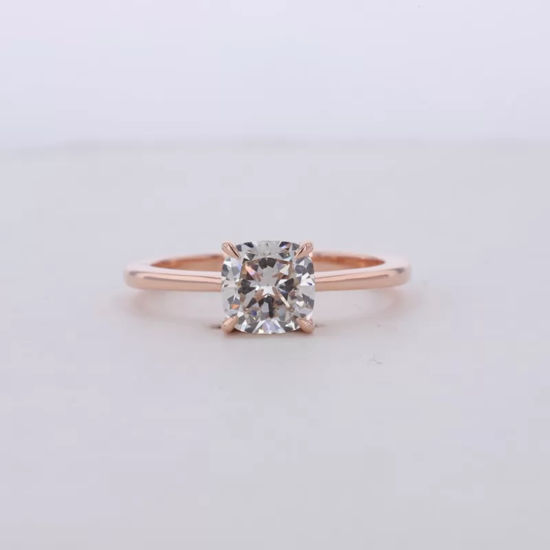 6.3×6.3mm Cushion Cut Lab Grown Diamond 14K Rose Gold Solitaire Engagement Ring