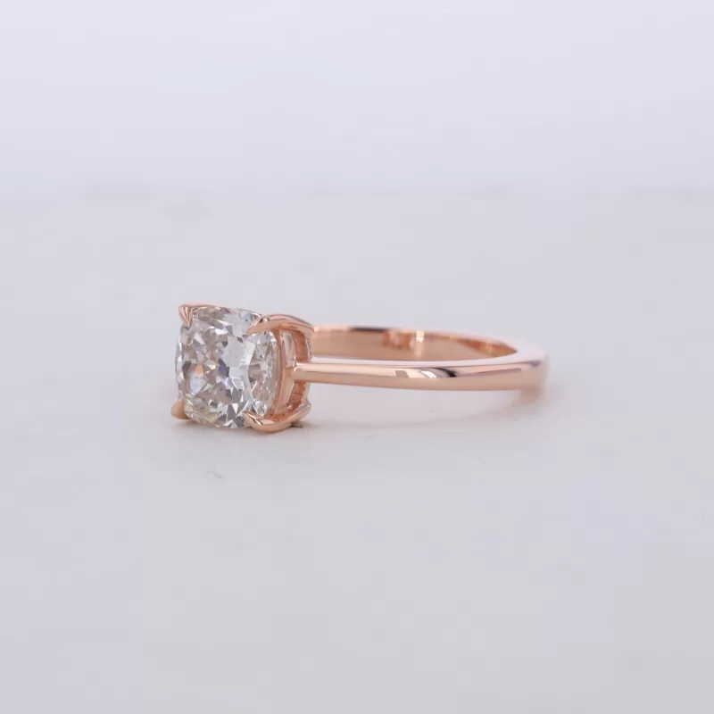 6.3×6.3mm Cushion Cut Lab Grown Diamond 14K Rose Gold Solitaire Engagement Ring