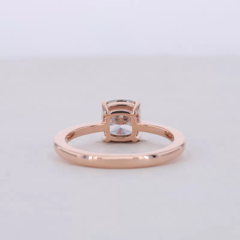 6.3×6.3mm Cushion Cut Lab Grown Diamond 14K Rose Gold Solitaire Engagement Ring