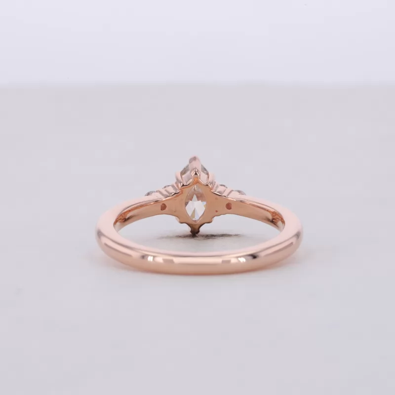 3.9×6.3mm Marquise Cut Lab Grown Diamond With Side Moissanite 14K Rose Gold Engagement Ring