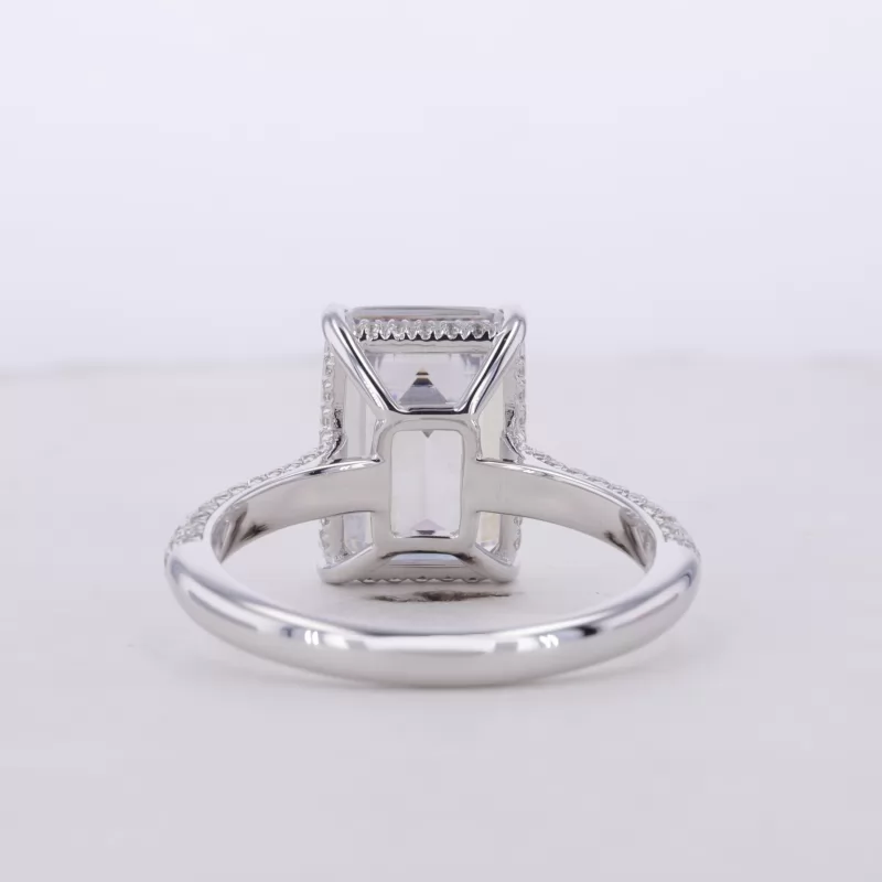 10×14mm Octagon Emerald Cut Moissanite S925 Sterling Silver Pave Engagement Ring