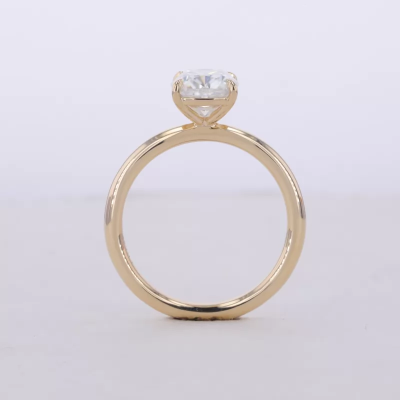 6.5×7.5mm Cushion Shape Crushed Ice Cut Moissanite 10K Yellow Gold Solitaire Engagement Ring