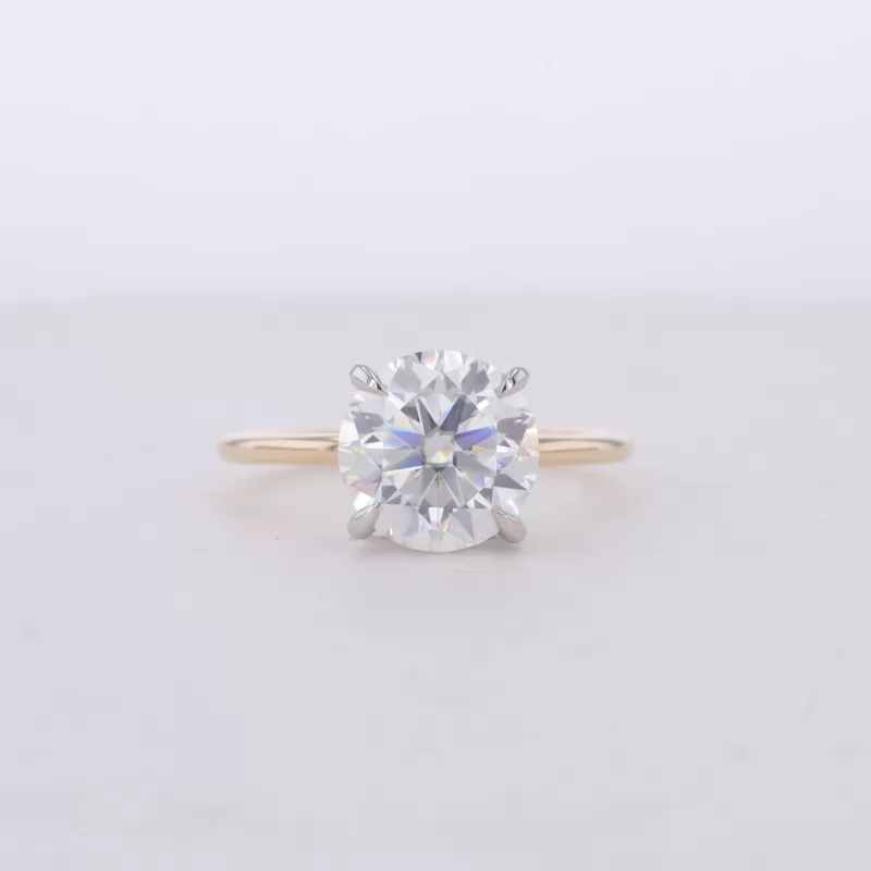 9.5mm Round Brilliant Cut Moissanite 9K Yellow Gold Solitaire Engagement Ring