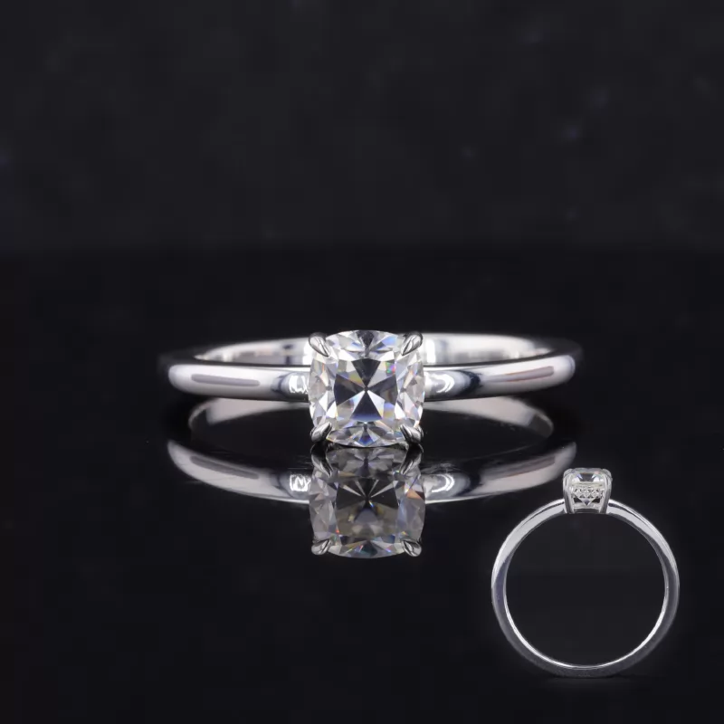 6×6mm Cushion Cut Moissanite S925 Sterling Silver Solitaire Engagement Ring