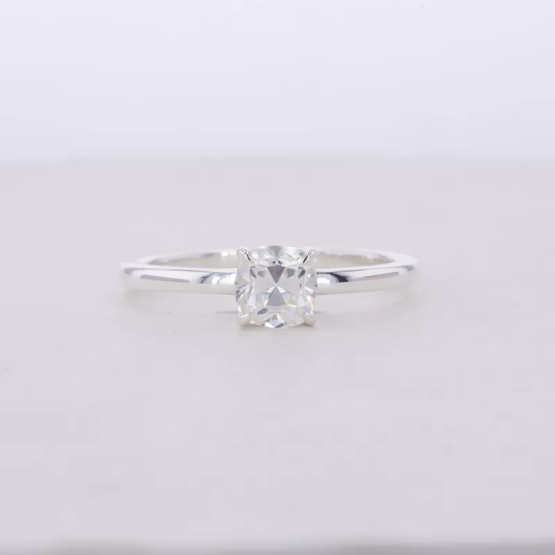 6×6mm Cushion Cut Moissanite S925 Sterling Silver Solitaire Engagement Ring