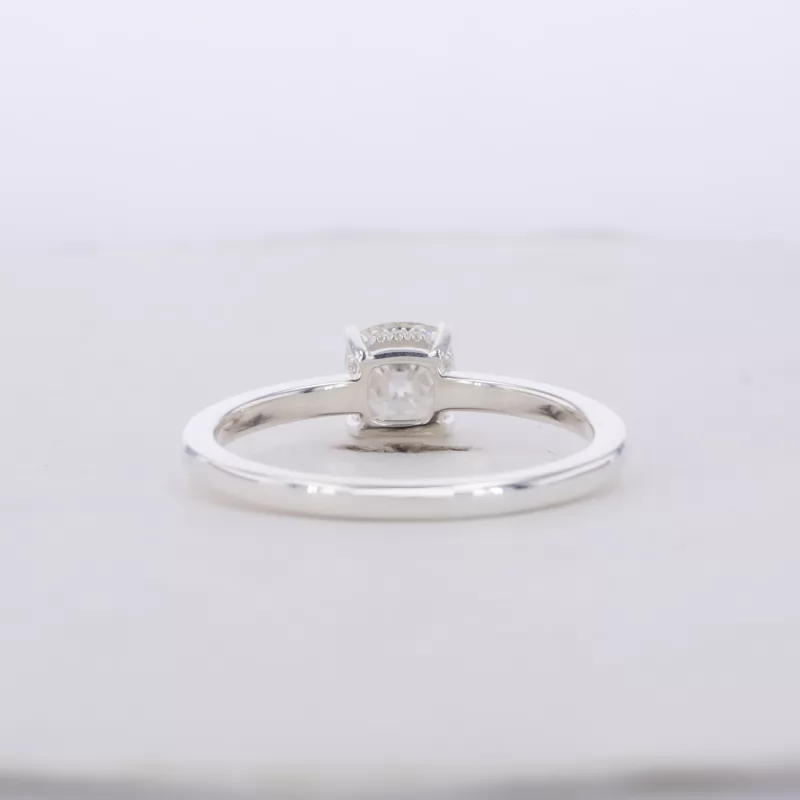 6×6mm Cushion Cut Moissanite S925 Sterling Silver Solitaire Engagement Ring
