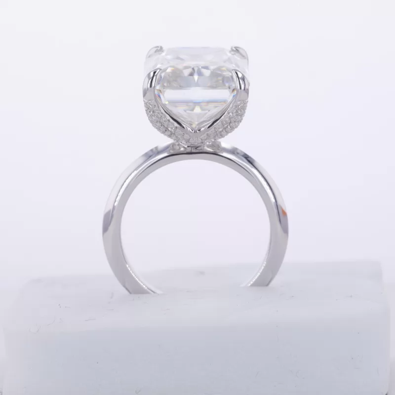 12×16mm Radiant Shape Crushed Ice Cut Moissanite S925 Sterling Silver Solitaire Engagement Ring