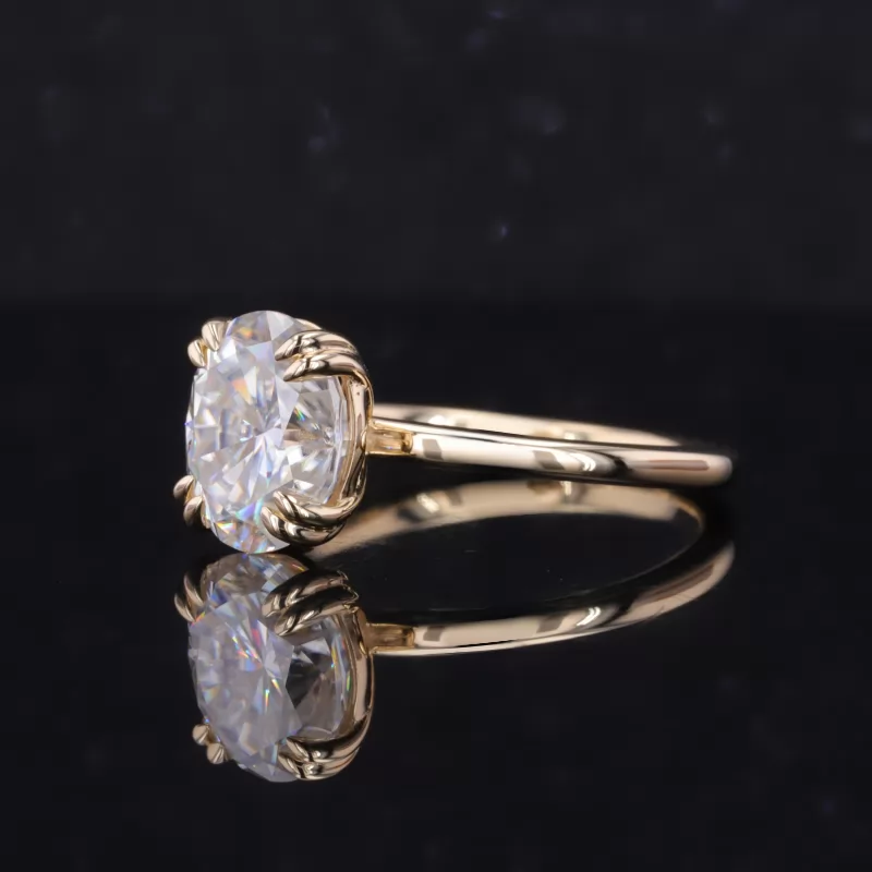 8×10mm Oval Cut Moissanite 10K Yellow Gold Solitaire Engagement Ring