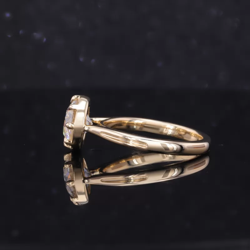 7.5mm Round Brilliant Cut Moissanite Bezel Set 9K Yellow Gold Solitaire Engagement Ring