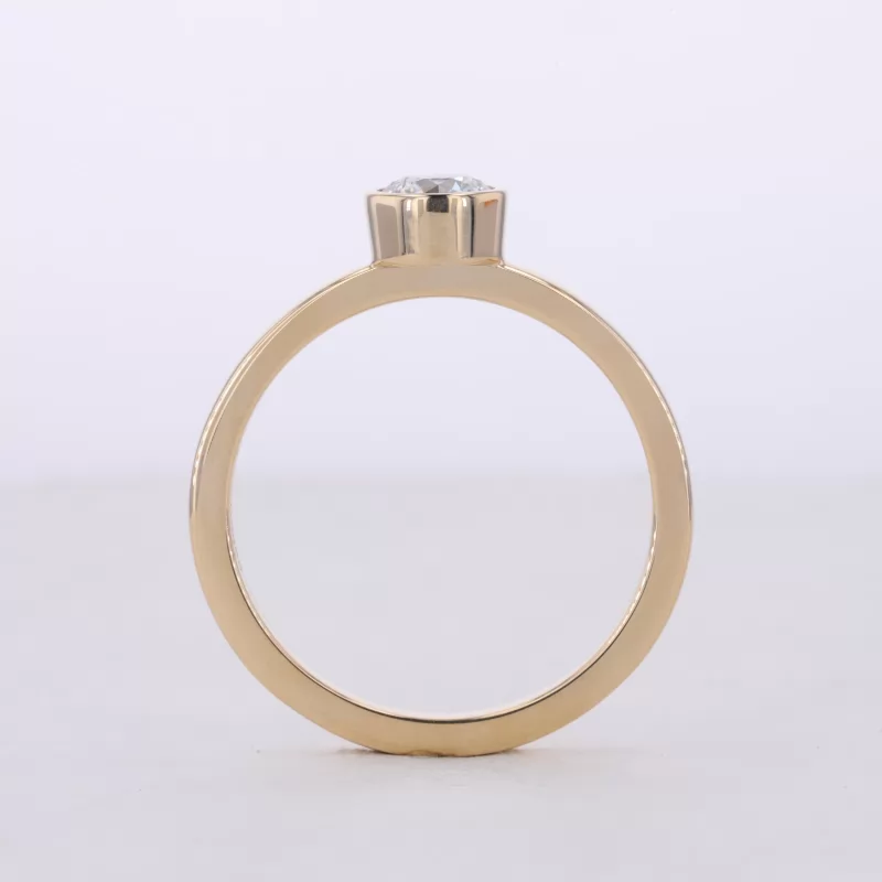 5.29mm Round Brilliant Cut Lab Grown Diamond Bezel Set 14K Yellow Gold Solitaire Engagement Ring