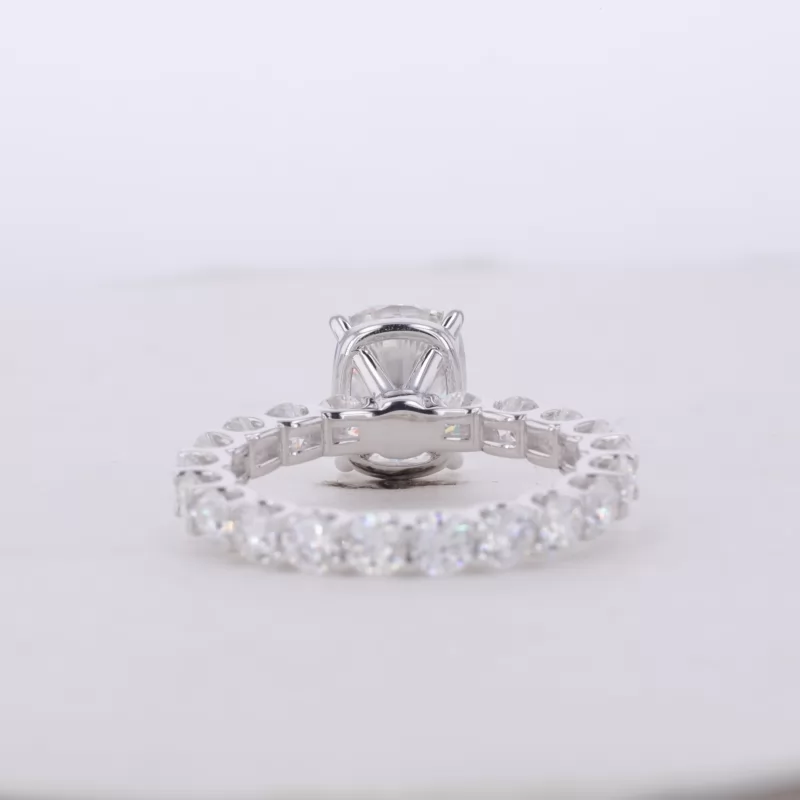 7×9mm Cushion Cut Moissanite S925 Sterling Silver With Big Side Stones Pave Engagement Ring