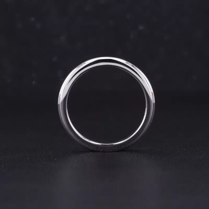 6.5mm Round Brilliant Cut Moissanite Bezel Set 14K White Gold Solitaire Engagement Ring Set