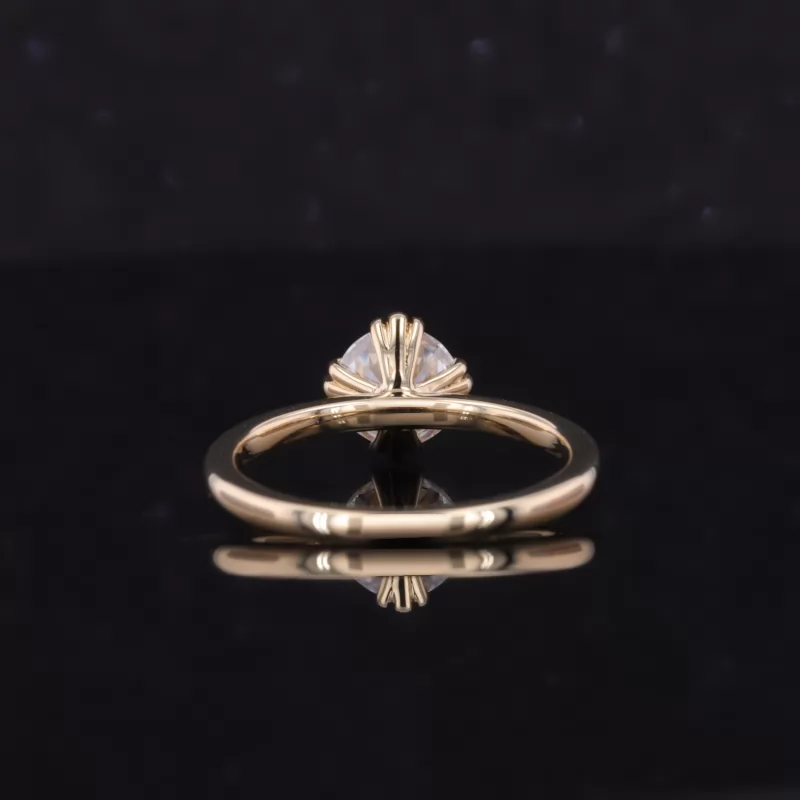 6mm Round Brilliant Cut Moissanite 14K Yellow Gold Solitaire Engagement Ring