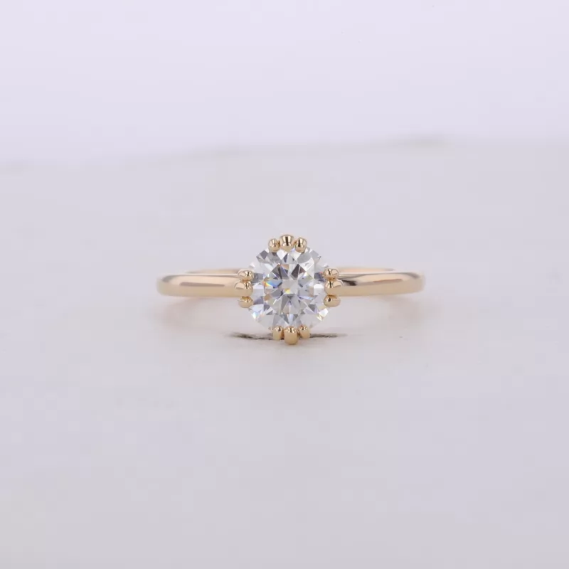 6mm Round Brilliant Cut Moissanite 14K Yellow Gold Solitaire Engagement Ring